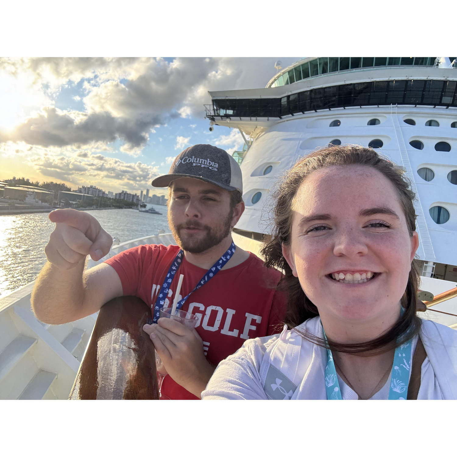 Here is Collin pointing out a unique rock in the port.