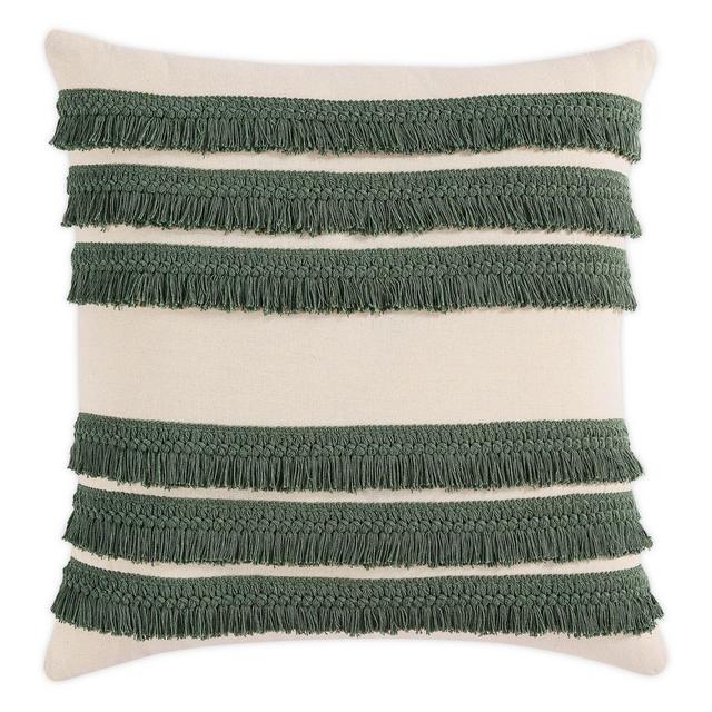 Morgan Home Square Decorative Fringe Throw Pillow Cover in Sage