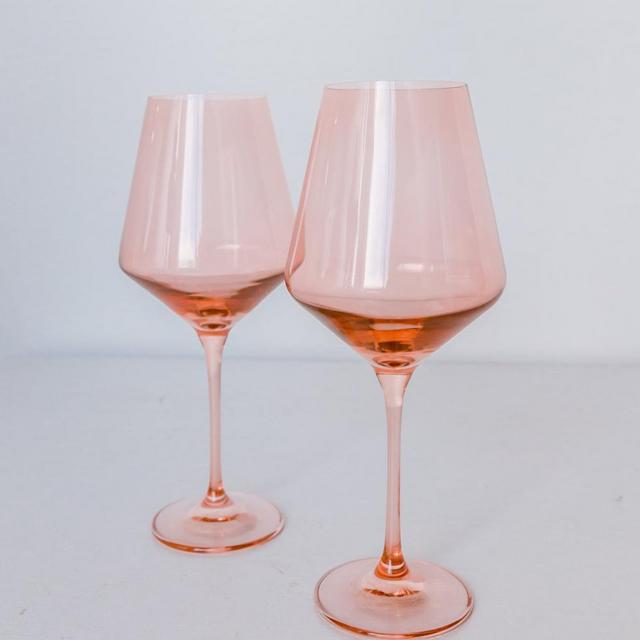 Estelle Colored Glass Stemware ~ Wine Glass- Blush