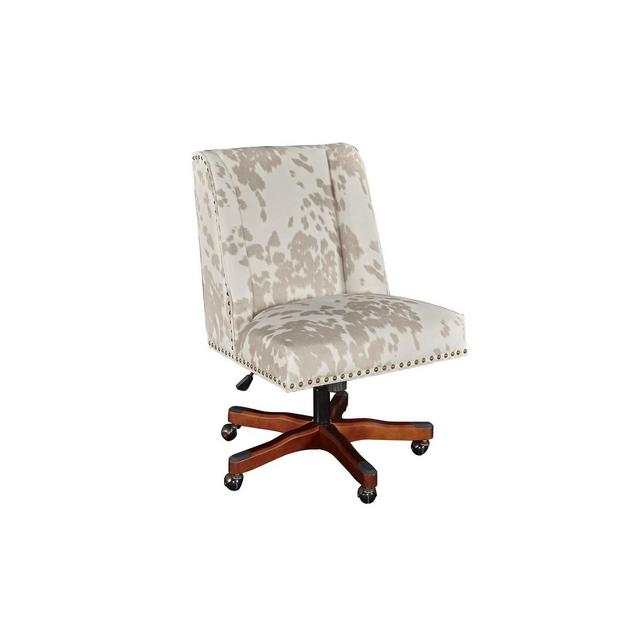 Dobby Linen Cow Print Office Chair Light Beige - Linon