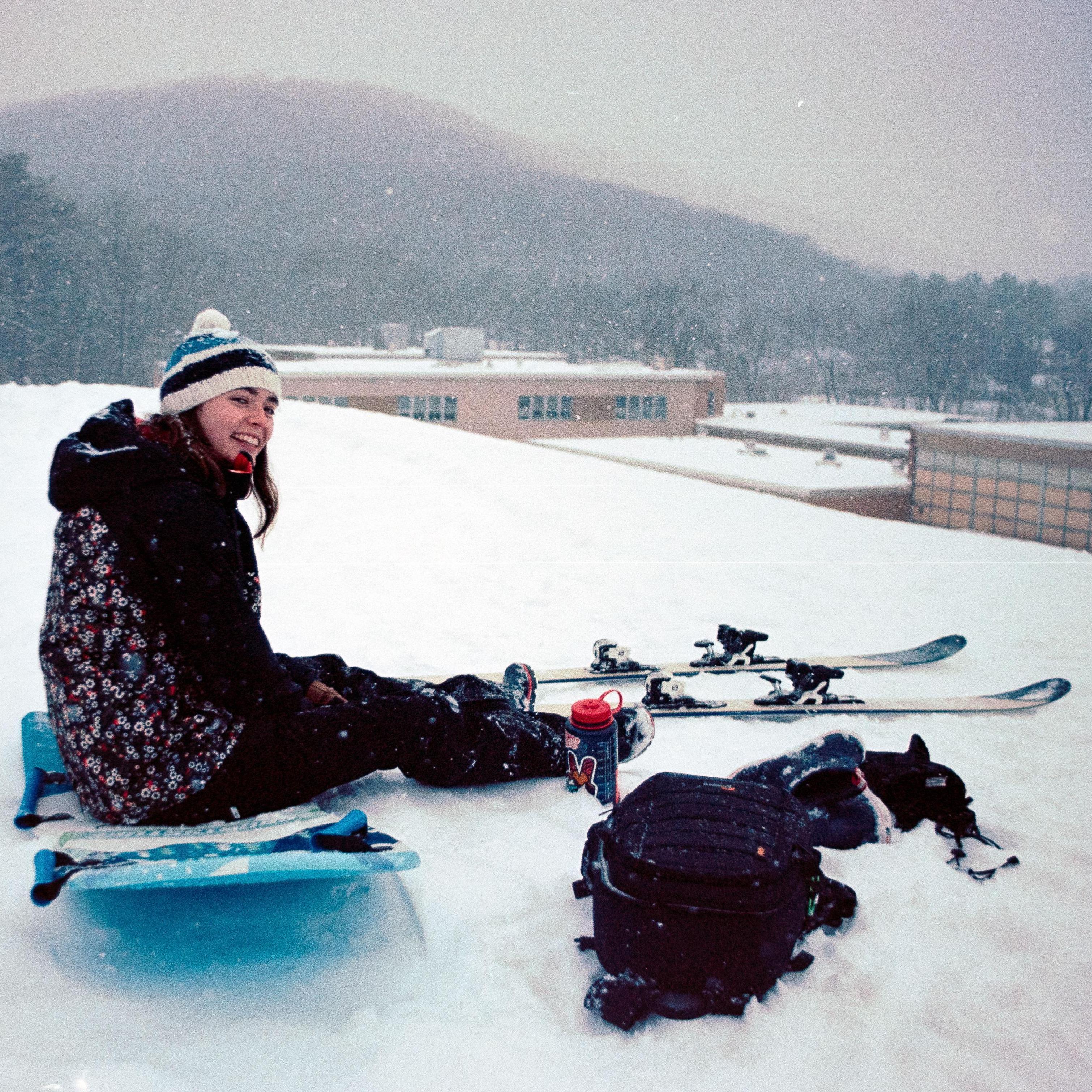 Sledding on the hill behind my Corning apartment.