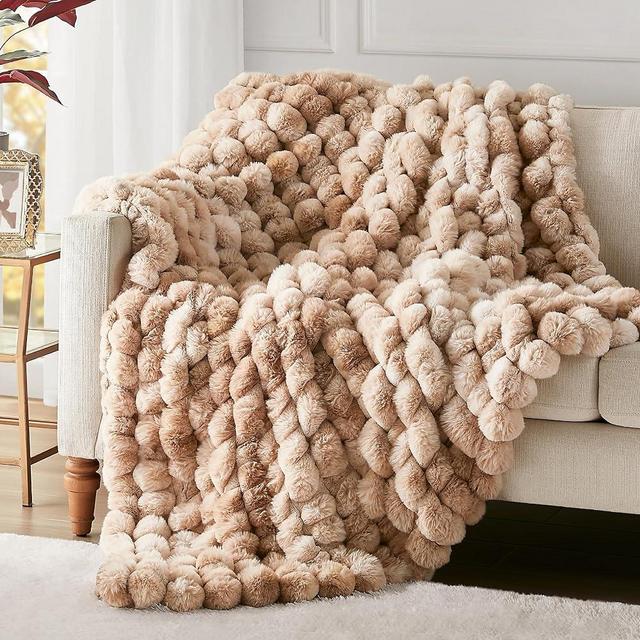 Hyde Lane Soft Faux Rabbit Fur Throw Blanket, Cute Plush Fuzzy Blanket for Sofa Couch, Thick Fluffy Shaggy Throw for Women As a Gift, Brun Rabbit, 60"x80"