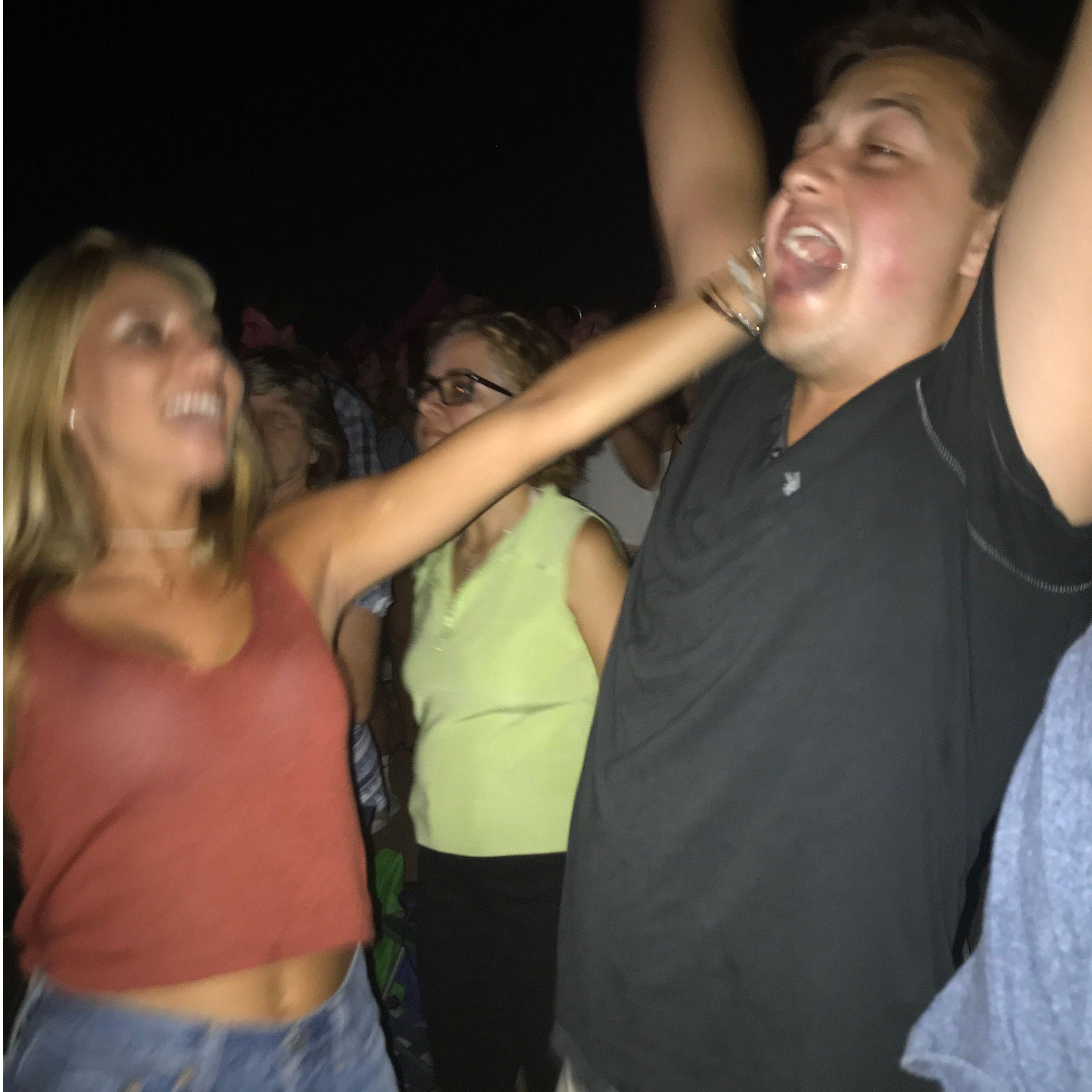 Dancing and singing our hearts out at many concerts together