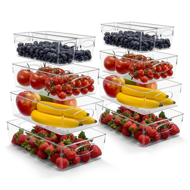 Sorbus Variety 10-Pack Clear Plastic Organizing Bins – Clear Bins for Organizing, Refrigerator Organizers, Fridge Organizer, Pantry Storage, Kitchen Organizer, and Pantry Organizers and Storage Bins