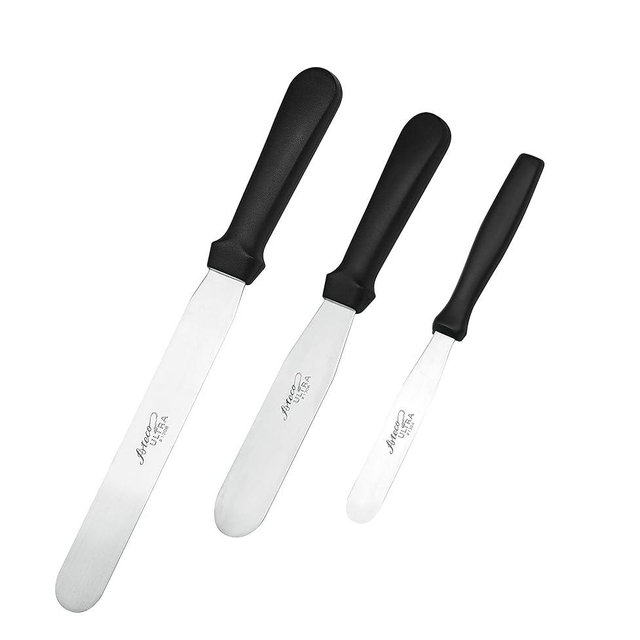 Ateco Ultra Straight Spatula 3 Piece Set; 1304 - 4.5 Inch, 1306 - 6 Inch, and 1308 - 8 Inch, Stainless Steel Blades,Silver