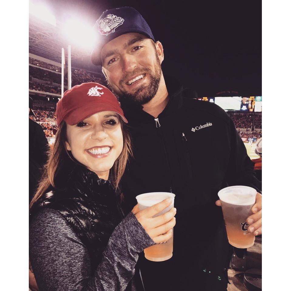 First WSU football game with the Isaacsons! Eric was "neutral" with his GU gear.
