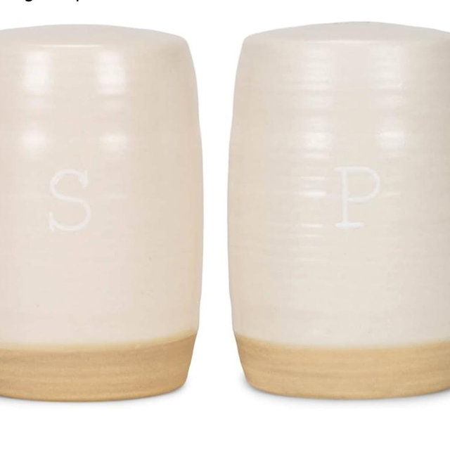 Nat & Jules Raw Bottom White 3 x 2 Ceramic Salt and Pepper Shaker 2 Piece Set