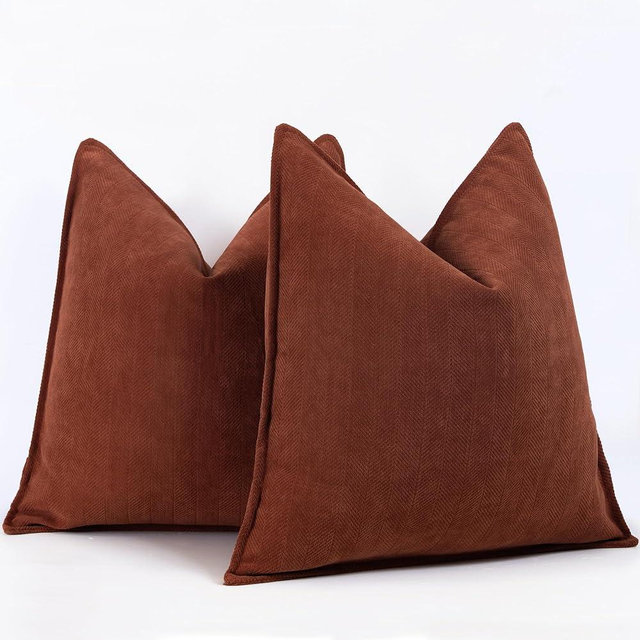 ZWJD Rust Pillow Covers 26x26 Set of 2 Chenille Pillow Covers with Elegant Design Soft and Luxurious Decorative Throw Pillows for Couch, Bed, and Home Decor