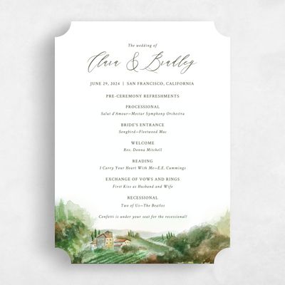 Green Ticket Wedding Program - Hillpine