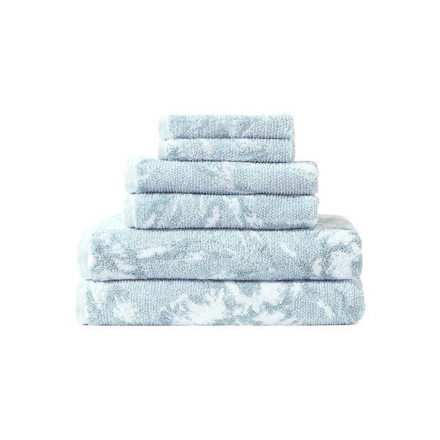 Tommy Bahama - Bath Towels, Soft & Absorbent Cotton Towels, Oeko-Tex Certified (Shadow Hibiscus Blue, 6-Piece)