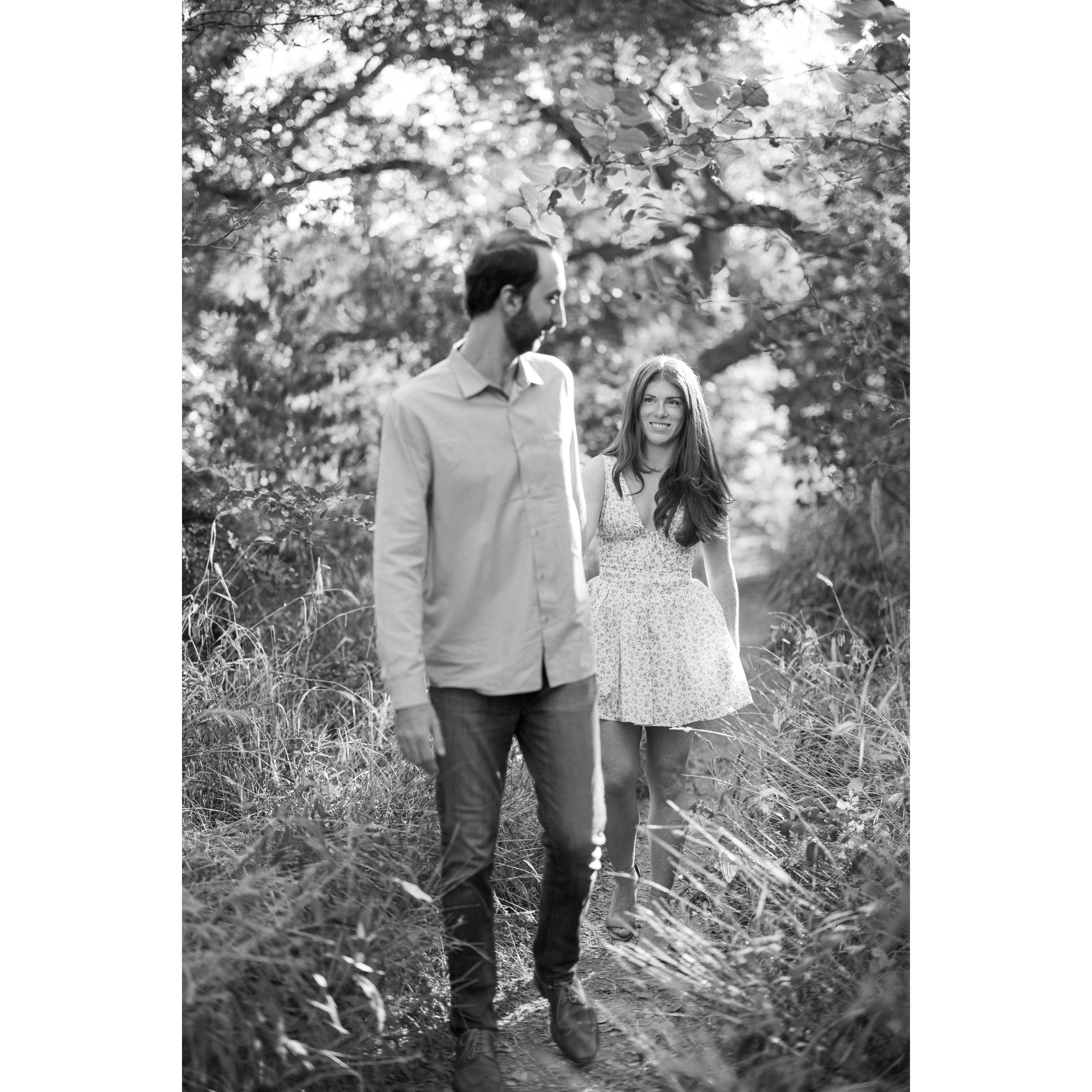 Engagement photos at Katie and Adams favorite section of the Barton Creek Greenbelt in Austin, TX, Fall 2024