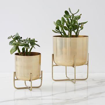 West Elm Set of 2 Spun Metal Planters