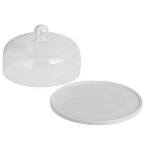 Coupe White Porcelain Cake Plate With Cloche - World Market
