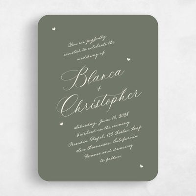 Dark Sage, Green Wedding Invitation - Estate Portrait