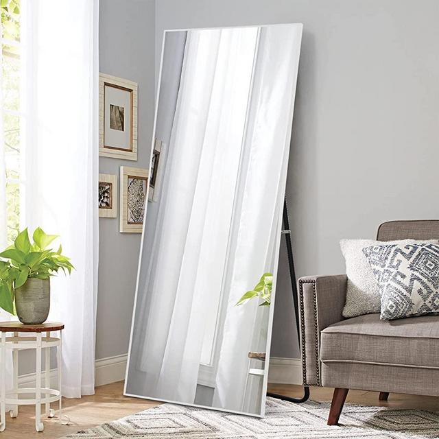 Natsukage 64"x21"Full Length Mirror Large Floor Mirror with Stand Wall Mirror Full Length Body Mirror Standing Hanging or Leaning Against Wall Bedroom Mirror Aluminum Alloy Frame(White)