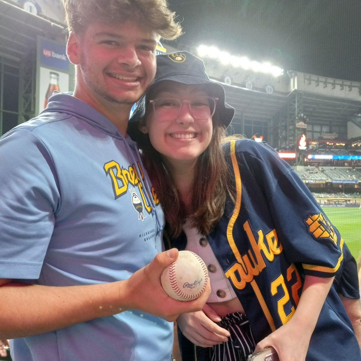 First Brewer game together and we were thrown a ball from Christian Yelich! {May 23rd, 2023}
