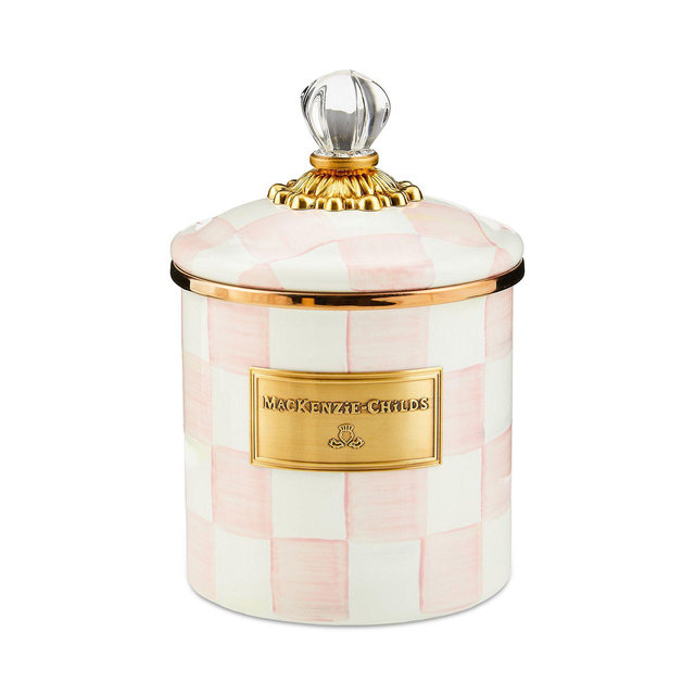 Mackenzie-Childs Rosy Check Enamel Canister, Small