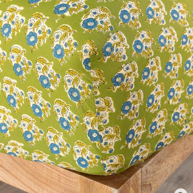 Mix & Match Cotton Fitted Sheet - Green Fields