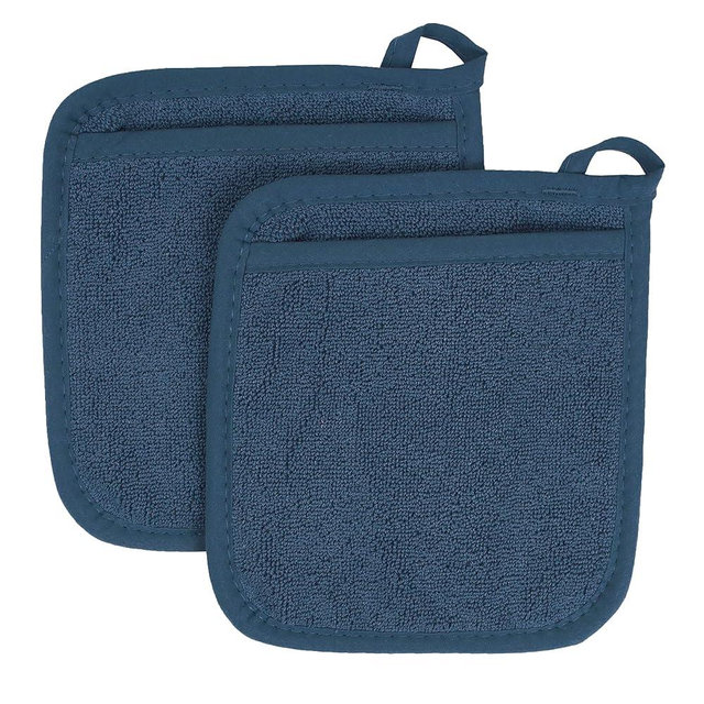 RITZ Terry Pocket Mitt & Hot Pad: Unparalleled Heat Resistant, Durable 100% Cotton – Ergonomically Designed for Optimal Grip – Easy-Care Machine Washable – 2-Pack, Midnight