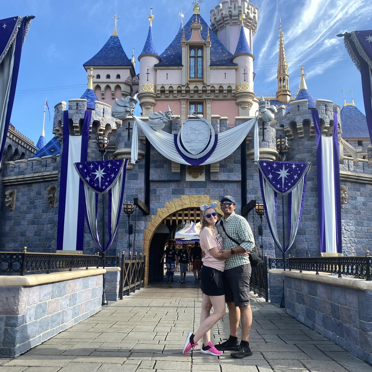 We spent a day in Disney Land with Landon's friends. We opened the park and got a picture in front of the castle before there was only a few people.
We can't wait to go back on our honeymoon!