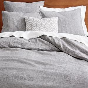Belgian Flax Linen Melange Duvet Cover, Full/Queen, Slate