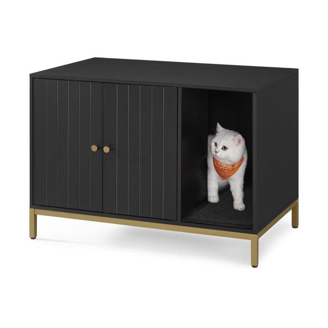 Modern Cat Litter Box with Scratching Mat