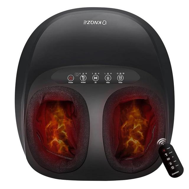 Foot Massager Machine with Heat, Shiatsu Deep Kneading Foot Massager Machine w/ Remote, Air Compression, Multi-Massage Modes, Auto-Off Timers, for Plantar Fasciitis and Tired Muscle, Home Office Use