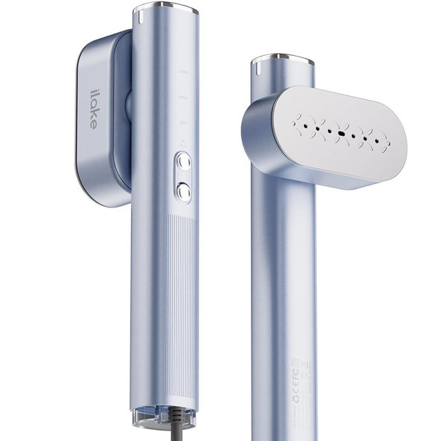 iLAKE Travel Steamer for Clothes, 100-240V Dual Voltage Portable Garment Steamer, 1000W Travel Size Handheld Steamer & Iron 2 in 1 for Global & Europe Travel, Business, Home, Silver