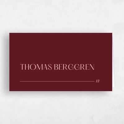 Dark Burgundy, Red Wedding Place Card - Vitoria
