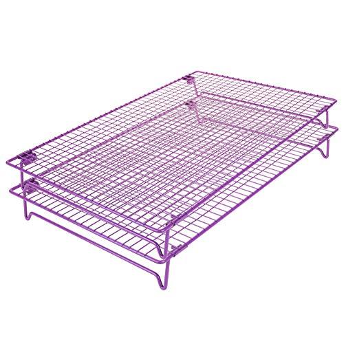 Comfecto Cooling Rack Stainless Steel, 2 pcs 17 x 11 inch Oven Safe Stackable Cookie Racks fit Half Sheet Pan for Cake Decorating Roasting Grilling Baking with 4 Stable Legs, Cookies Recipe Included