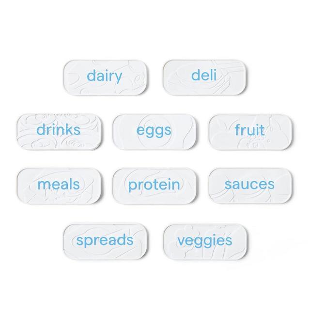 YouCopia, 10-Piece Set ReStickable 3D Fridge Labels, Reusable Nano-Suction, White