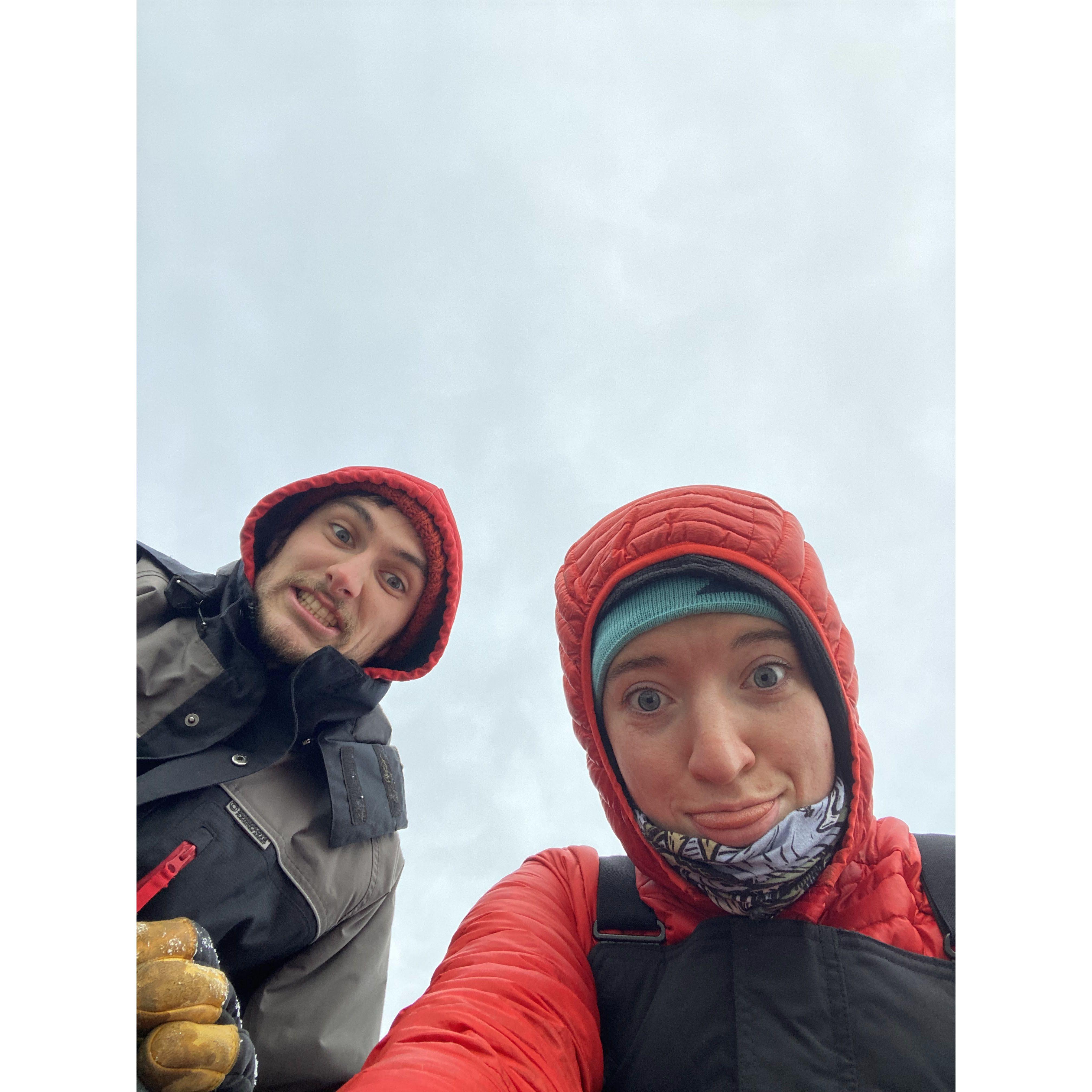 Always taking goofy ice-fishing photos - can you tell Christine gets bored sometimes?
