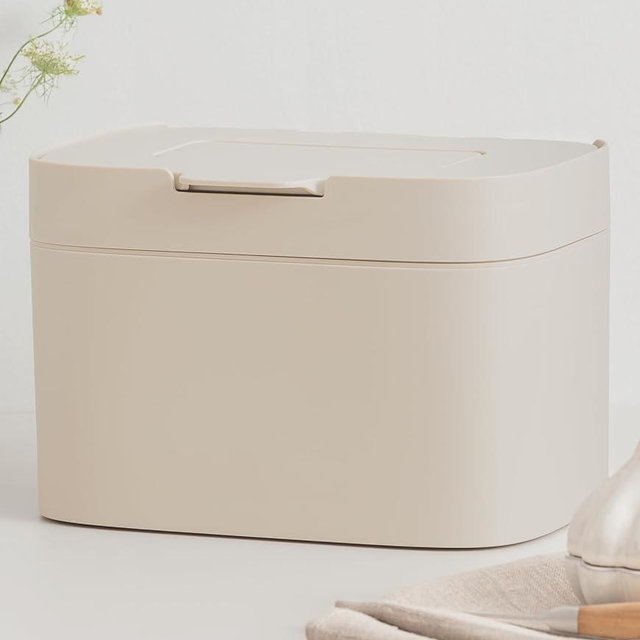 KAZAI. Compost Bin Kitchen 'Elin' | 1.2 GAL / 4.5L Countertop Compost Bin with Lid & Carbon Filter | Odor-Free, Dishwasher Safe, with Inner Bucket | Small Indoor Kitchen Composter | Taupe