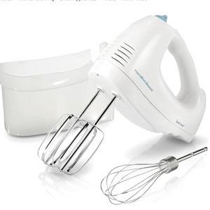 Hamilton Beach 6-Speed Electric Hand Mixer with Whisk, Traditional Beaters, Snap-On Storage Case, 250 Watts, White