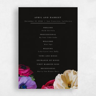 Black Wedding Program - Wildrose