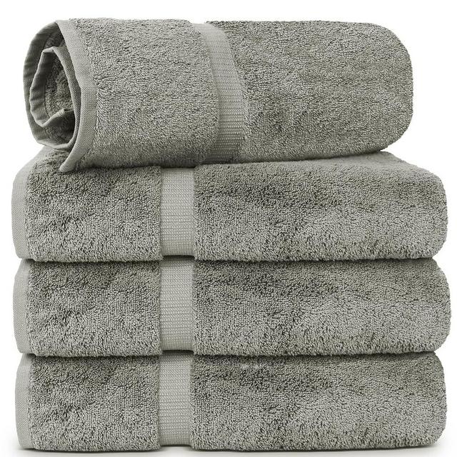 Chakir Turkish Linens | Hotel & Spa Quality 100% Cotton Premium Turkish Towels | Soft & Absorbent (30x60 Inches Extra Large Bath Towels, Set of 4 - Gray)