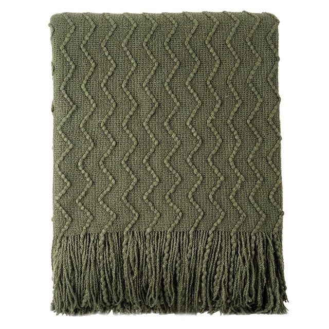 BATTILO HOME Throw Blanket for Couch, Textured Knit Throw, Olive Green Throws for Home Decor, Soft Blanket Throw for Bedroom Decor Housewarming Gifts, 50"x60"