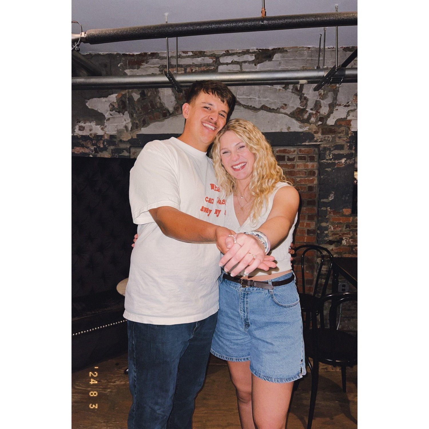 The day he asked and I said yes! Pure joy on those faces!