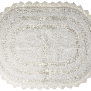 DII Ultra Soft Spa Cotton Crotchet Oval Bath Mat Place in Front of Shower, Vanity, Bath Tub, Sink, and Toilet, 17 x 24" - White