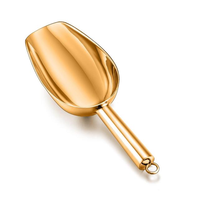 TeamFar 5oz Ice Scoop, Stainless Steel Food Scoop Metal Ice Scooper for Kitchen Bar Party Wedding, Heavy Duty Sturdy, Easy Storage Versatile, Mirror Finish Smooth Edge, Gold