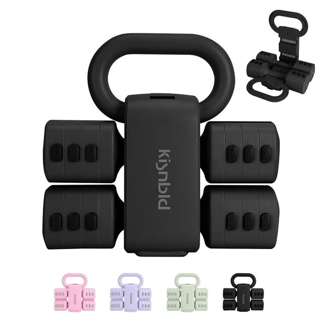 kisnbld Adjustable Dumbbell Set of 2, 4 in 1 Free Weights Dumbbells Set for Women with Fast Adjustment, Each 2lb 3lb 4lb 5lb Hand Weights Set for Home Gym & Outdoor Exercise Training