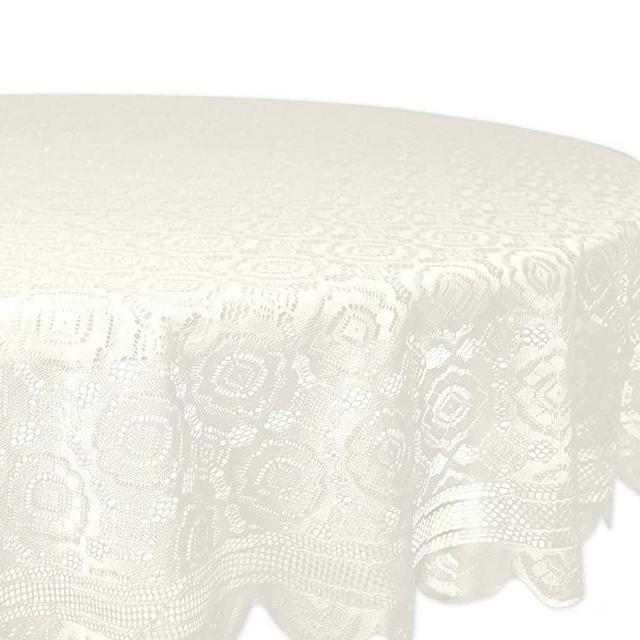 DII Home Essentials 100% Polyester, Machine Washable, Shabby Chic, Vintage Tablecloth or Overlay 63" Round, Vintage Lace Cream