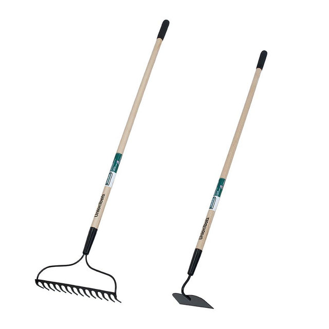 Union Tools Garden Soil Prep Bundle: Bow Rake and Garden Hoe