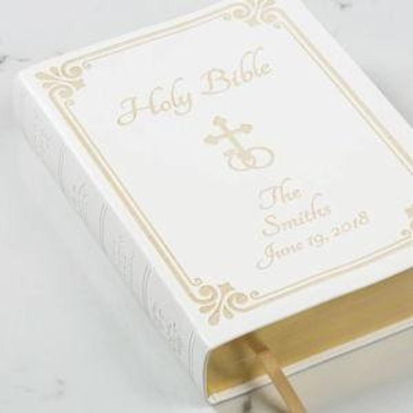 Personalized Holy Matrimony Wedding Rings & Cross Bible