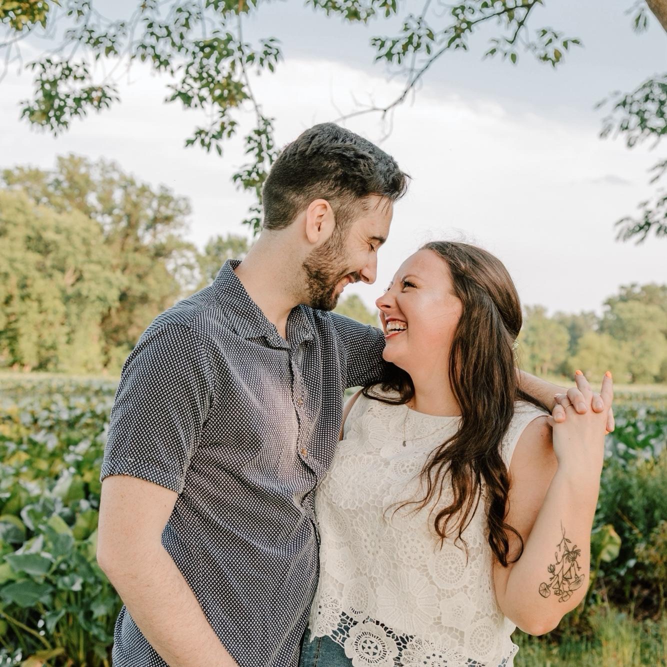 One night during their senior year of college, Katie came back from a party to find Troy sitting outside of her apartment with a giant potted geranium.