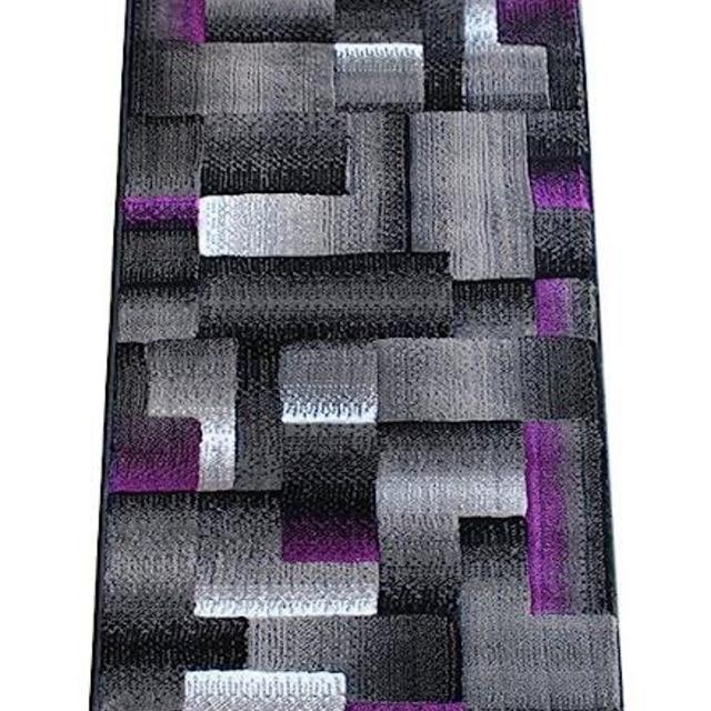 Masada Rugs, Modern Contemporary Runner Area Rug, Purple Grey Black (2 Feet X 7 Feet)