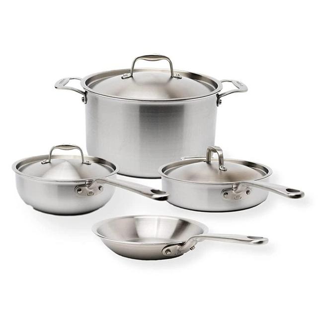 Made In Stainless Steel Cookware Set - 7 - Piece Pot and Pan Set - Includes Frying Pans, Saucepans, Saute pan, and Stock Pot