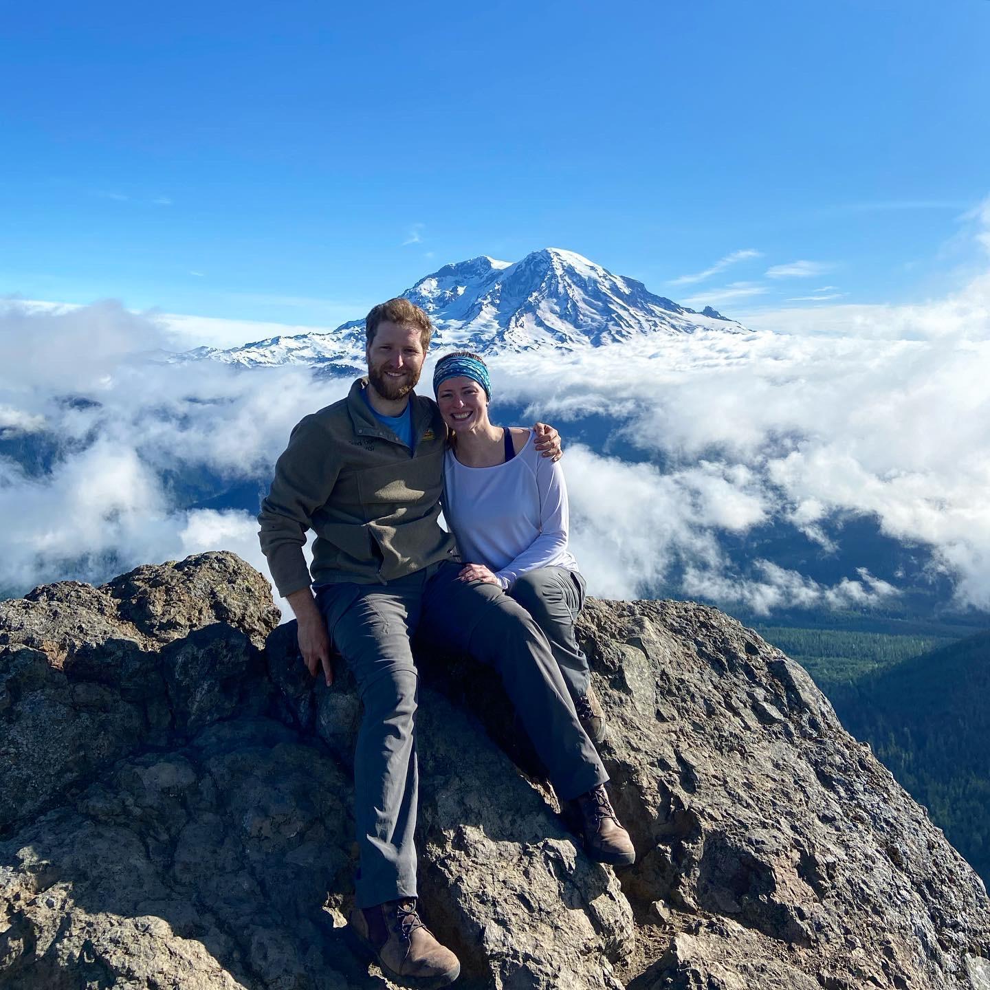 Posing in front of Rainier! One of our last adventures in the PNW