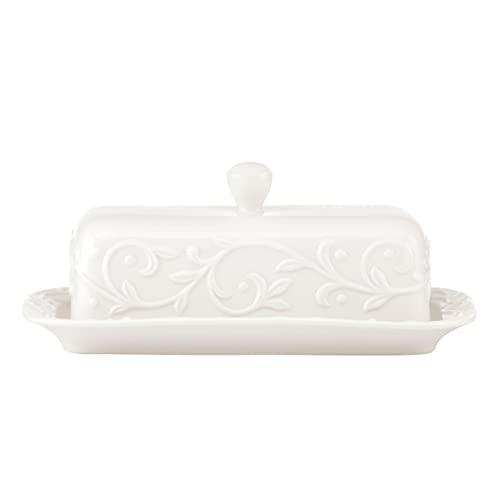 Lenox Opal Innocence Carved Butter Dish, White -