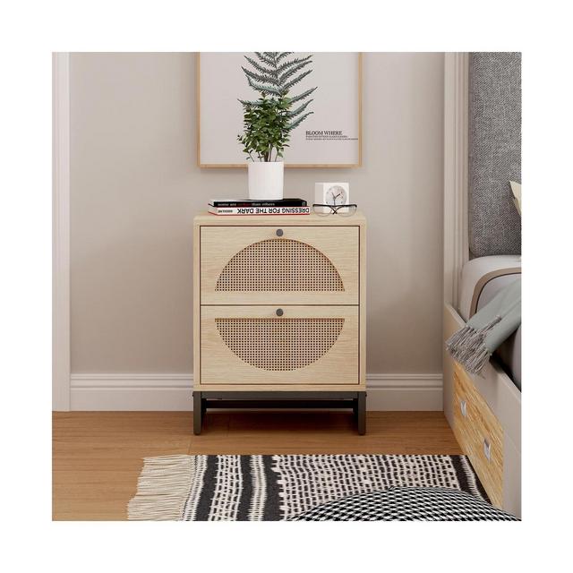 Simplie Fun Allen 2 Drawer Side Table, Display Rack For Bedroom And Living Room, Nightstand Side Table